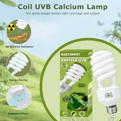 UVB 5.0 Reptile Light 26W – Compact Fluorescent Coil UVB Bulb for Chameleons, Iguanas, Turtles, Tropical & Rainforest Reptile Terrariums, Pet Habitat, UVB Lighting for Healthy Reptiles