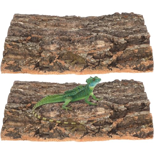 SEWACC 2pcs Cork Terrarium Background 11.8x7.9in Natural Cork Bark Climbing Mat Reptile Tank Background Board Habitat Decoration for Gecko Lizard Tortoise Turtle Chameleon Beared Dragon