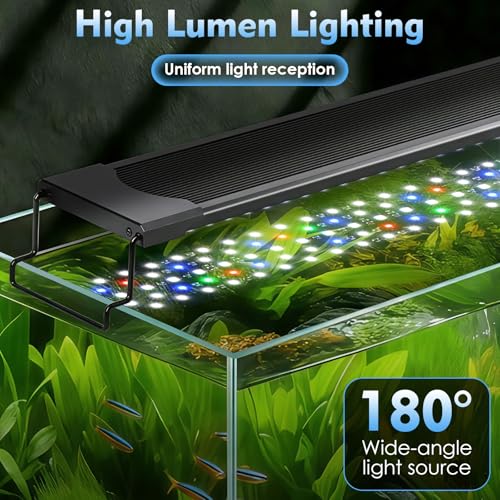 AQQA LED Aquarium Light 24W for 12-18 Inch Fish Tank, 24/7 Mode&DIY Mode Full Spectrum Fish Tank Light, IP68 Waterproof High Lumen Aquarium Plant Light, Adjustable Brightness/Timer, Memory Function - size: For 12'' - 18'' Tank