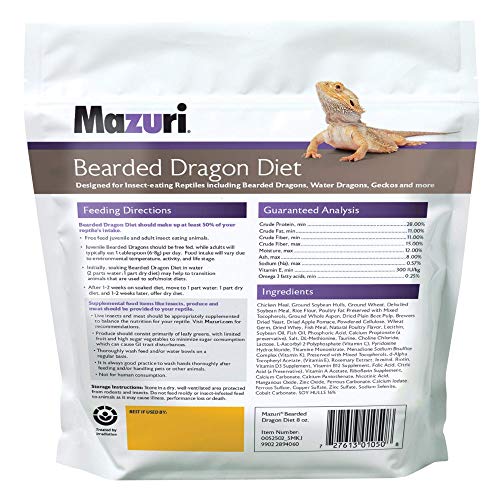 Mazuri | Bearded Dragon Food - Insect Portion of a Complete Diet | 8 Ounce (8 oz) Bag - size: 8 Ounce (8 oz) pack of 1