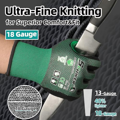 Schwer AIR-SKIN ANSI A6 Cut Resistant Gloves, AR3908 Cut Proof Glove, Ultra Thin Cutting Glove with Reinforced Thumb, Non-PFAS, Wire & Fiberglass Free, Work Glove for Mechanics, M, 6 Pairs - size: Medium, style: 6 Pairs