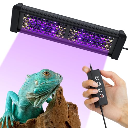 8.5" Aluminum UVB 10.0 LED Reptile Light Bar with Timer & Dimmer, Ultra-Slim Metal UVB/UVA Lamp for Terrariums – Even Light Output, Long Lifespan, Ideal for Bearded Dragons, Turtles & Lizards - size: 8.5 inches