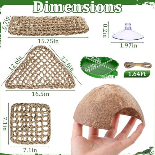 Foilswirl 32 Pcs Bearded Dragon Tank Accessories Reptile Hammock Coconut Shell Nest Jungle Climber Vines Terrarium Branch Plant Feeder Habitat Decor for Hiding Climbing Snake Gecko Lizard Chameleon