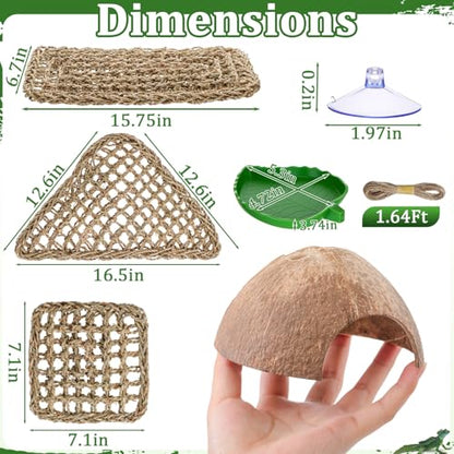 Foilswirl 32 Pcs Bearded Dragon Tank Accessories Reptile Hammock Coconut Shell Nest Jungle Climber Vines Terrarium Branch Plant Feeder Habitat Decor for Hiding Climbing Snake Gecko Lizard Chameleon