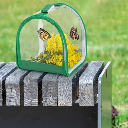 ZOOFOX 2 Pack Monarch Butterfly Habitat, 8" Small Collapsible Insect Mesh Cage Terrarium Pop-up