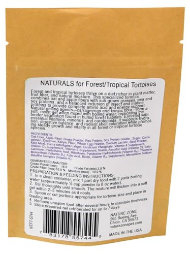 Nature Zone Naturals - Tortoise Food - Dry Gel Mix for Forest and Tropical Tortoises, 2 oz / 56 G
