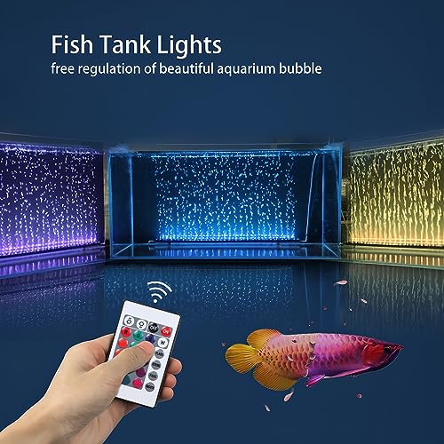 Submersible Aquarium Light:Fish Tank Light with Air Bubble Hole-RGB Color Changing Brightness Adjustable IP68 Waterproof Remote Control LED Light for Aquarium Fish Tank 12 inch - size: 12 inch Air Bubble Hole