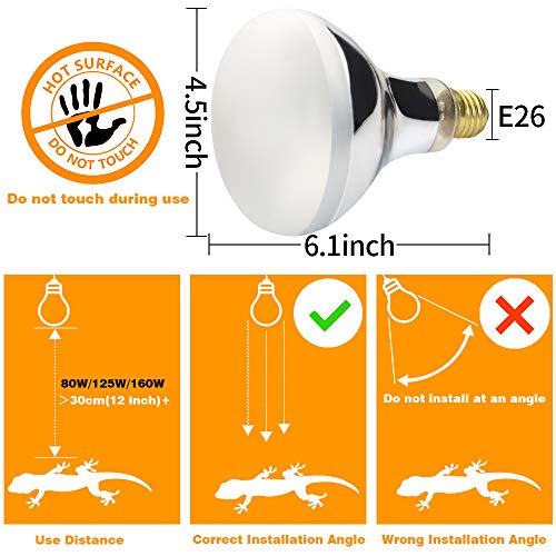 LUCKY HERP 160 Watt UVA+UVB Vapor Heat Lamp Bulb, High Intensity Self-Ballasted Heat Basking Lamp/Bulb/Light for Reptile and Amphibian, Sun Lamp for Bearded Dragon Lizard Turtle - size: 160