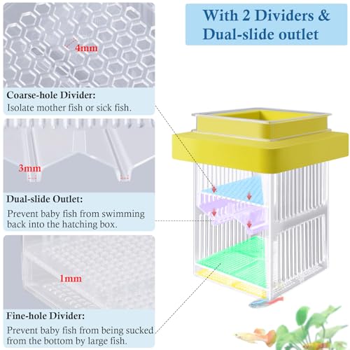 Aquarium Fish Breeding Box Floating Acrylic Hatchery Incubator Tank with Isolation Box for Guppy Baby Betta Saltwater or Injured Fish