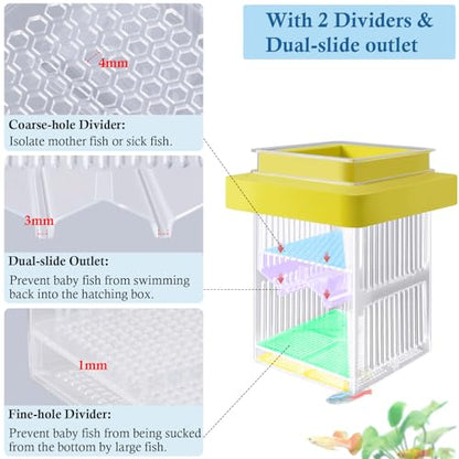 Aquarium Fish Breeding Box Floating Acrylic Hatchery Incubator Tank with Isolation Box for Guppy Baby Betta Saltwater or Injured Fish