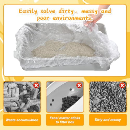 60 Pcs Disposable Plastic Cage Liners 27x19 inch Clear Bunny Litter Box Liners Elastic Small Animals Toilet Film Cover Bags for Hamster Ferret Hedgehog Guinea Pig