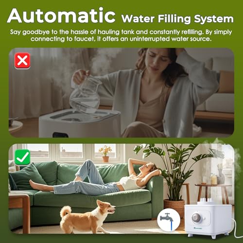 Mxmoonant Ultrasonic Humidifier Automatic Water Filling, 0-600ml/H Adjustable Mist Maker, 4 Directions Making Fog, For Plant, Greenhouse, Reptile, Room Humidification