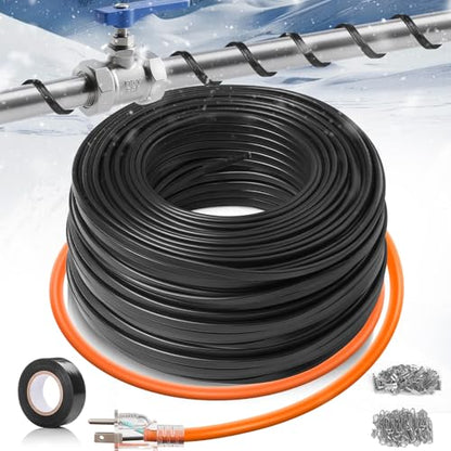 130FT（3FT-200FT） Pipe Heating Cable for Pipe Freeze Protection, Heat Cable for Water Pipes(Metal and Plastic), Pipe Heat Tape Keeps Water Flowing at -40°F 5w/ft, 120V Plumbing fixture - size: 130FT