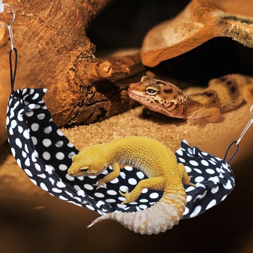 PINVNBY Crested Gecko Tank Hammock,Leopard Gecko Hammock Reptile Lounger with 2 Suction Cups Hooks Bearded Dragon Tank Accessories Lizards Soft Hanging Bed for Lizard Reptiles Gecko(2 Pcs)