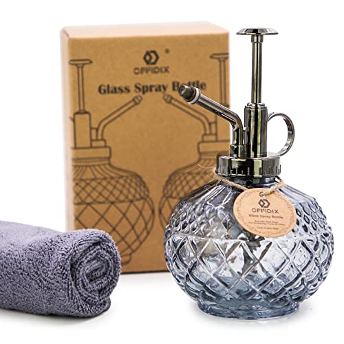 OFFIDIX Plant Mister, Vintage Glass Spray Bottle, Flower Mister 300ML Small Watering Can with Plastic Top Pump, Spray Bottle for Garden, Plants, Cleaning (Gray) - color: E-Gray