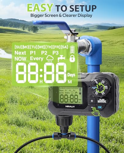 HIRALIY 118FT Drip Irrigation Kit with Water Timer, Quick-Connect Garden Watering System with 30 Adjustable Misting Nozzles, 1/4 in Tubing for Greenhouse, Raised Beds & Hanging Plants - size: 118 feet