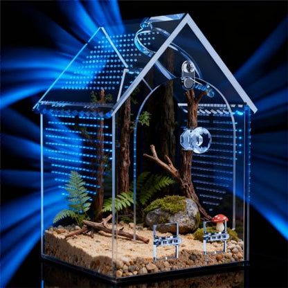 Jumping Spider Enclosure Kit，Pre-Assembled 8 * 5 * 5in Acrylic Tarantula Terrarium，Reptile Ventilated Habitat Accessories for Spider, Mantis, Snail, Frog, Hermit Crabs & Small Pets