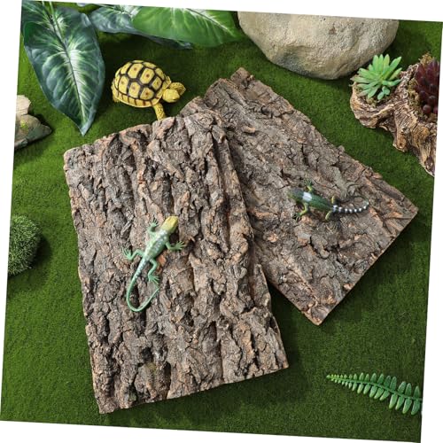 BESPORTBLE 2pcs Cork Bark Reptile Decor for Climbing Tanks Background for Terrarium and Aquarium for Lizards Bearded Dragons