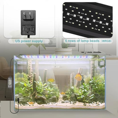 24/7 LED Aquarium Light, IP68 Waterproof Extendable Bracket Fish Tank Light with Timer, 7 Colors, 10 Level Adjustable Brightness, DIY Mode Full Spectrum Aquarium Plant Light for 24-30 Inch Fish Tank - size: 24"-30"