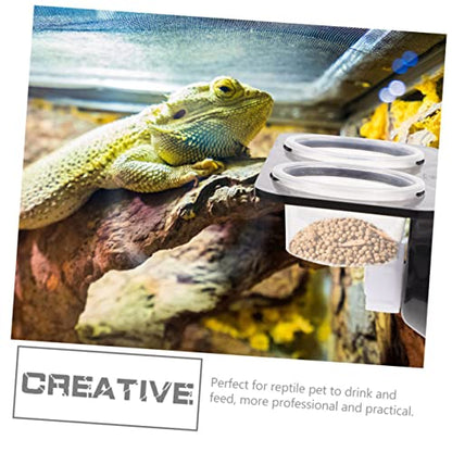 1Set Reptile Feeding Ledge with Suction Cups Gecko Feeder Water Bowl for Lizard Tanks Easy to Clean Compact Design Reptile Supplies