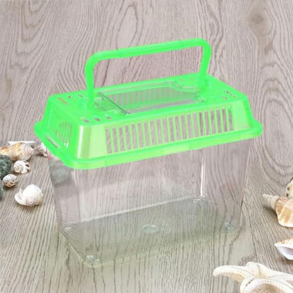 Plastic Turtle Fish Tank Pet Fish Tank Small Aquarium Plastic Aquarium Habitat Acrylic Reptile cage reptisoil terrariums Handheld Feeding Box Household - size: 13x9cm