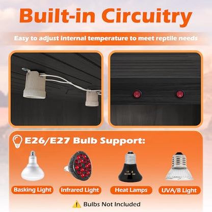 ROYXEN Reptile Tank 34 Gallon, Bearded Dragon Tank with Leg Stand, Tempered Glass Reptile Enclosure, Lizard Tank for Chameleon, Lizard Habitat (Black, 32 Length Inch) - color: Black, size: 32"x16"x15.5"