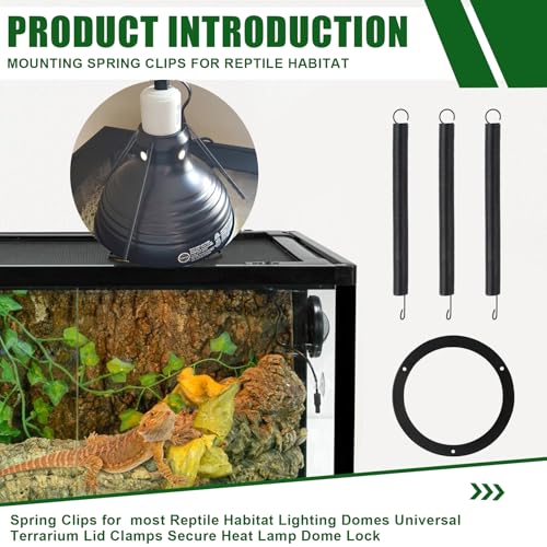 Mounting Spring Clips for Reptile Habitat Lighting Domes, Fits most reptile lighting domes,terrarium mesh screens, and heat lamp covers.Most Standard Domes and Screen Covers (1 pack) - size: 1 pack