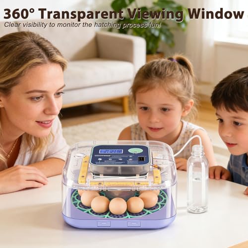 Incubators for Hatching Eggs, 12-24 Egg Digital Incubator with Smart Temperature & Humidity Control, Auto Egg Turner, Egg Candler, Poultry Hatcher for Chicken Eggs, Ducks, Goose, Quail Eggs