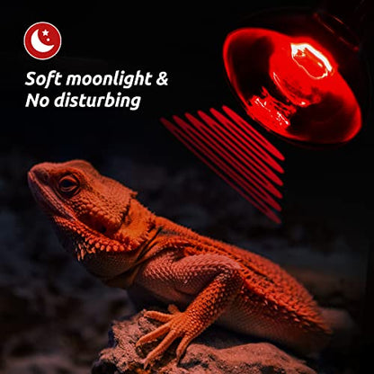 REPTI ZOO 5.5 Inch Deep Dome Reptile Light Fixture with Dimming Heat Lamp Temperature Controller & 75W Reptile Heat Lamp Infrared Heat Emitter Red Heat Lamp and UVA Daylight Basking Spot Light
