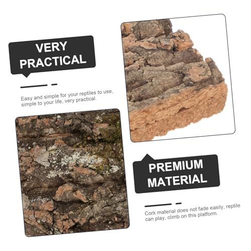 Totority Natural Cork Bark Reptile Decor Climbing Platform Rough Texture Background for Gecko Lizard Snake Habitat Terrarium Accessories