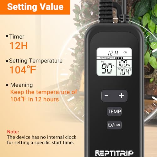 Reptile Thermostat with Timer Fuction & Temperature Probe, Dimmable Thermostat for Reptile Heat Lamp Heat Pad, PID Temperature Controller, Support ℉/℃, Memory Function (Model: PT02S)