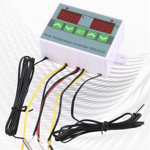 Digital Dual Temperature Controller Thermostat with Data Storage for Reptile Freezer Refrigerator Pet Incubator ABS Material (DC24V) - size: DC24V