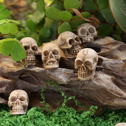 40Pcs Mini Skulls, Realistic Resin Skull, Scary Skeleton Head Halloween Miniatures for Micro Landscape Figure Scary Haunted Dollhouse Accessories