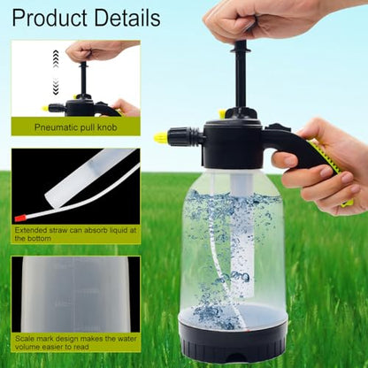 0.5 Gallon Handheld Pump Sprayer, 2L Garden Pressure Sprayer, 68oz Water Spray Bottle with Safety Valve, Adjustable Nozzle, for Watering,Plant Spraying, Home Cleaning, Fertilizing (Clear) - color: Clear