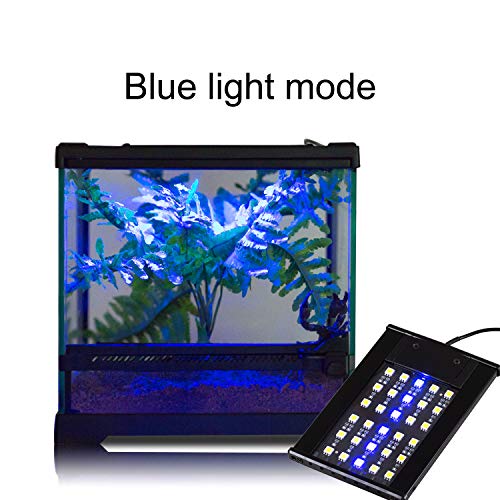 REPTI ZOO Terrarium Light - Day and Night Mode Reptile LED Light Hood with White and Blue Light for Different Pet Habits
