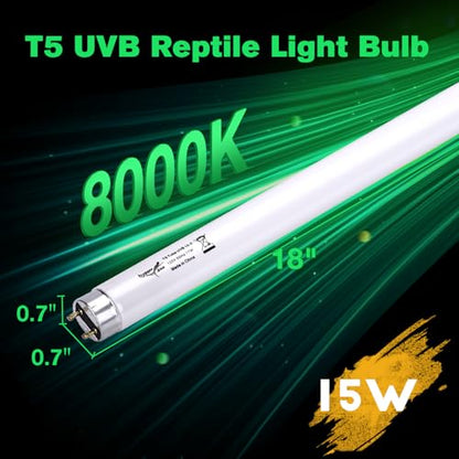 3-Pack UVB Reptile Light 10.0 Bulb 15W T8 Fluorescent Desert Lamp UVA for Bearded Dragon Tortoise Reptile & Amphibian - size: T8 15W 3PCS