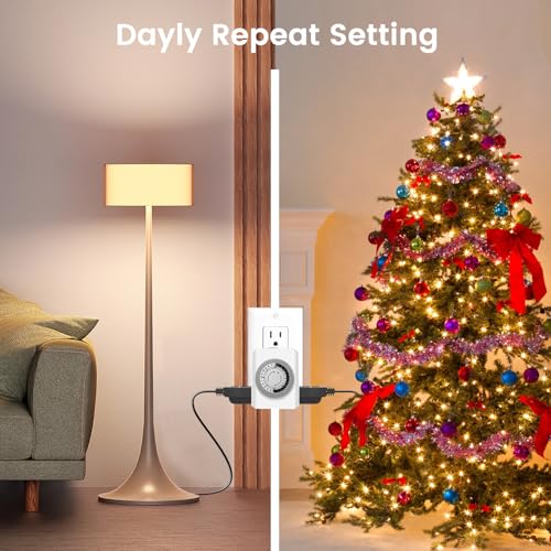 Outlet Timer,Timers for Electrical Outlets Indoor with 3-Prong Dual Outlet,24-Hour 30 Minute Daily On/Off Cycle, Plug-in Mechanical Timers for Christmas Lights, Lamps, Grow Light (3-Pack) - style: 3-Prong(3 PACK)