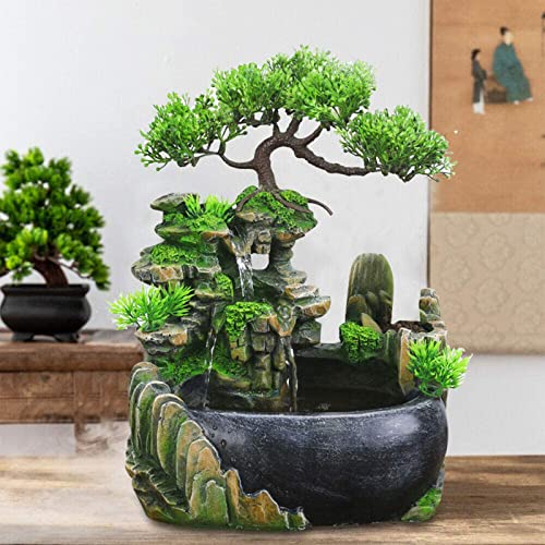 Rockery Stream Tabletop Fountain, Zen Meditation Indoor Waterfall Feature with Automatic Pump and Switch, Desktop Fountain for Home Office Bedroom Decoration (B) - size: B