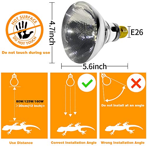 LUCKY HERP 100 Watt UVA+UVB Full Spectrum Vapor Heat Lamp Bulb, High Intensity Self-Ballasted Heat Basking Lamp/Bulb/Light for Reptile and Amphibian, Sun Lamp for Bearded Dragon Lizard Turtle(Clear) - style: 100W Clear