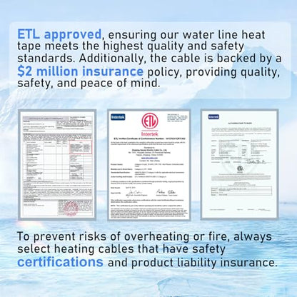 HEATIT JHSF 160ft Heating Tape for Metal and Plastic Home Pipes, Energy-efficient, Self-Regulating Pipe Heat Tape for Water Pipes, Pipe Freeze Protection, Keeps Water Flowing at -40℉, ETL 120V 3W/FT - style: 160 ft