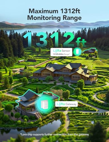 GoveeLife Outdoor Indoor Wireless Wi-Fi Gateway Thermometer Hygrometer, IP65 Waterproof Temperature Humidity Sensor Monitor with Remote APP Alert, 1312ft Monitoring Range,for Home, Greenhouse, Patio - style: LoRa Gateway + 1 Sensors