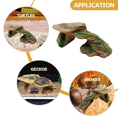 POPETPOP Turtle Basking Platform - Reptile Resting Habitat Ornament Resin Tortoise Climbing Platform Turtle Habitat Basking Rocks for Turtles Bearded Dragons Lizard