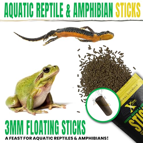 Xtreme Reptile 3mm Floating Sticks - Balanced Diet for Turtles, Newts, Frogs & Axolotls - Promotes Shell & Body Health, Zoo-Recommended Food Formula - USA Farm Grown (4oz) - size: 4 Ounce (Pack of 1)