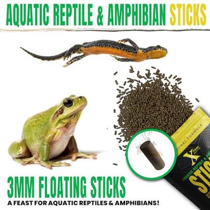Xtreme Reptile 3mm Floating Sticks - Balanced Diet for Turtles, Newts, Frogs & Axolotls - Promotes Shell & Body Health, Zoo-Recommended Food Formula - USA Farm Grown (4oz) - size: 4 Ounce (Pack of 1)