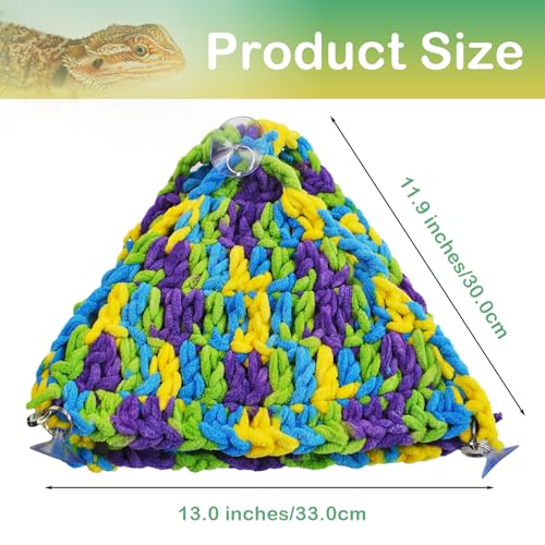 kathson Soft Bearded Dragon Hammock Double-Layered Reptiles Hammock Swing Hanging Bed with 6 Pcs Suction Cups & Hooks Tank Accessories Hammocks for Small Lizard Leopard Gecko Chameleon(Triangular) - color: Green