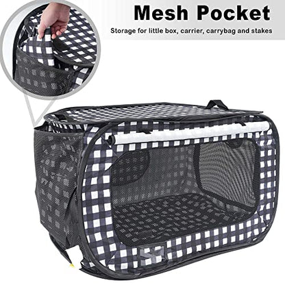 Pop up Large Cat Carrier, 30'' L Kennel Soft Crates with Portable Mini Cat Carrier,Travel Littler Box, Mattress,Food Bowl,4 Stakes and Carry Bag - color: 31.5‘’L B&W Carriers Set