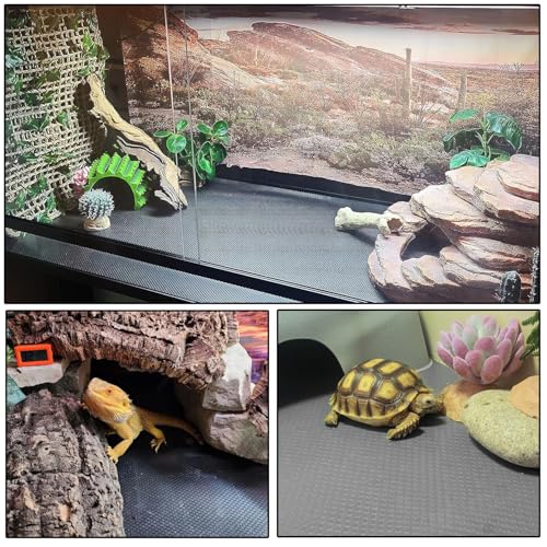 Reptile Carpet Reptile Mat 2 Pack Bearded Dragon Leopard Gecko Substrate Bearded Dragon Tank Flooring Snake Tortoise Bedding Bearded Dragon Tank Accessories 17.5’’ x 79.7’’ -Two-Tone