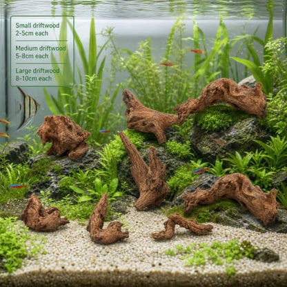 9PCS Driftwood for Aquarium, Aquarium Driftwood, Driftwood for Fishtank Natural Piece for Fish Tank Decoration, Reptile Habitat, or Terrarium