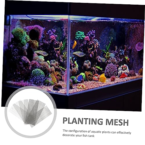 ORFOFE 10pcs Stainless Steel Wire Mesh Pad for Aquarium Grass Plant Net for Fish Tank Decoration Underwater Plant Fixing Sturdy - Grass and Moss - size: 20x8cm