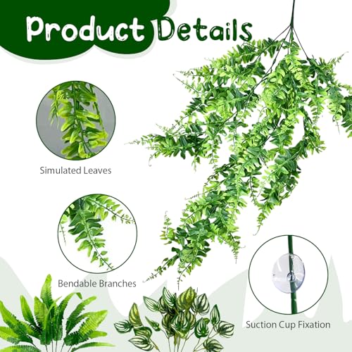 Habitat Plants for Bearded Dragon Tank Accessories,Created to Enhance Diverse Scaled Creature habitats for Species Such as Bearded Companions, Chameleons, Turtles, and Snakes